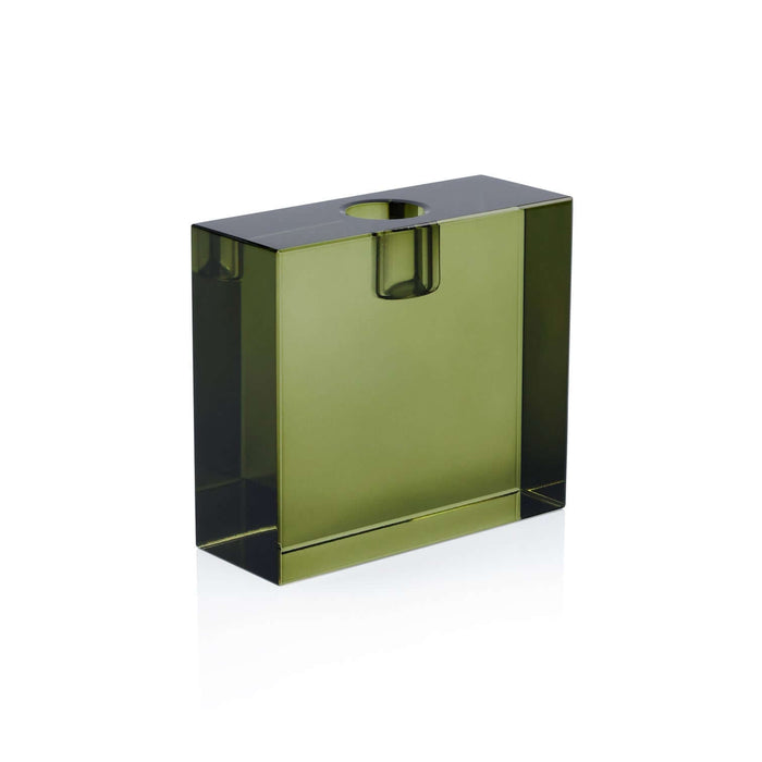 Crystal Glass Taper Holder - Green - Candle Holders by Carlyle Avenue