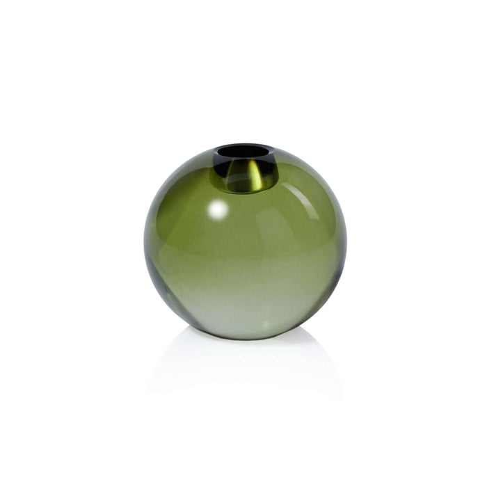 Crystal Glass Taper Holder - Green - Candle Holders by Carlyle Avenue