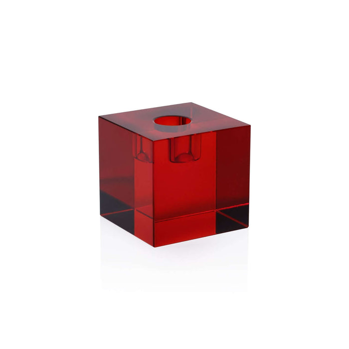 Crystal Glass Taper Holder - Red - Candle Holders by Carlyle Avenue