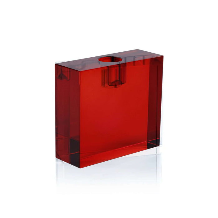 Crystal Glass Taper Holder - Red - Candle Holders by Carlyle Avenue