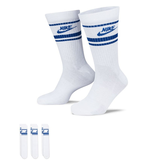 Cushioned Socks (3 Pk) - (Blue/White)