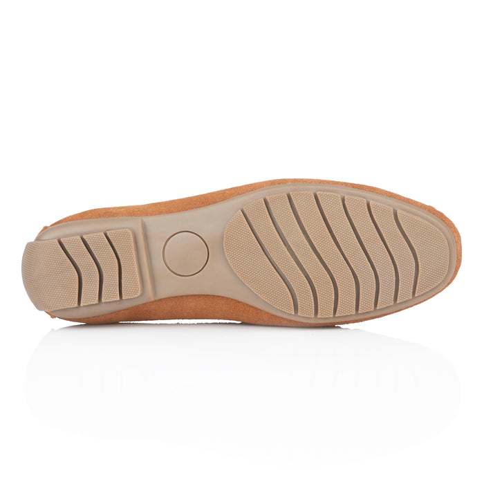 Danielle Suede Leather Driving Loafers- Tan