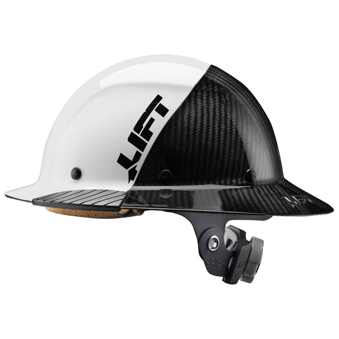 Lift Safety DAX FIFTY50 carbon fiber full brim hard hat in white, ANSI Type 1 Class C