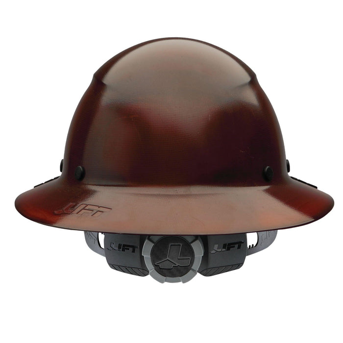 Back view of the Lift Safety DAX full brim hard hat in natural