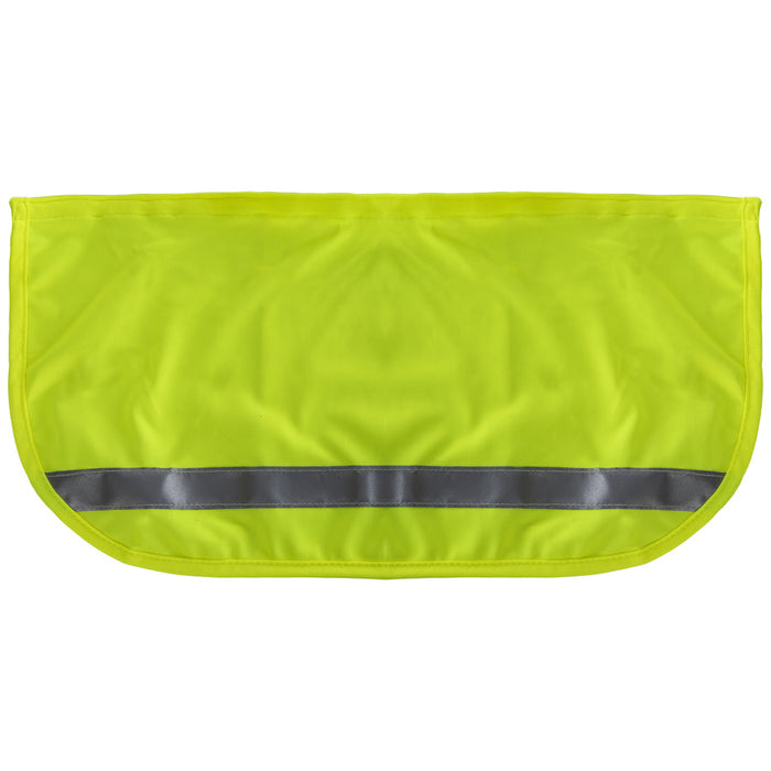 Lift Safety hi-vis lime full brim sunshade showing the extended neck shade