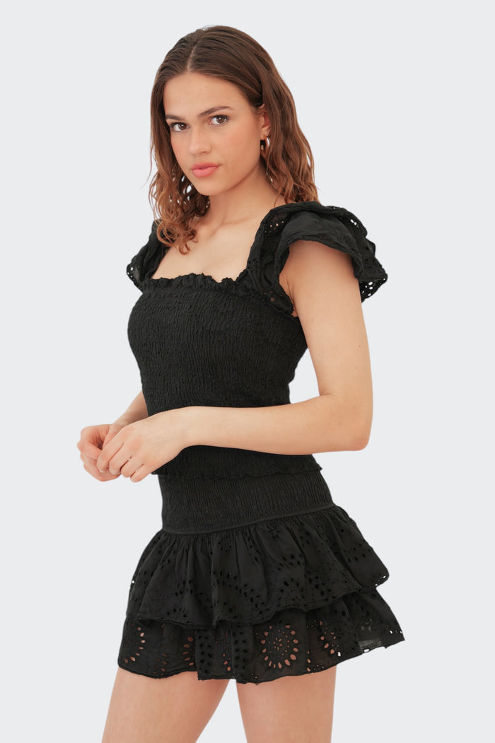 "Daydream" ruffle top black