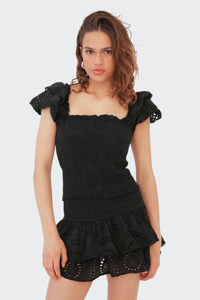 "Daydream" ruffle top black