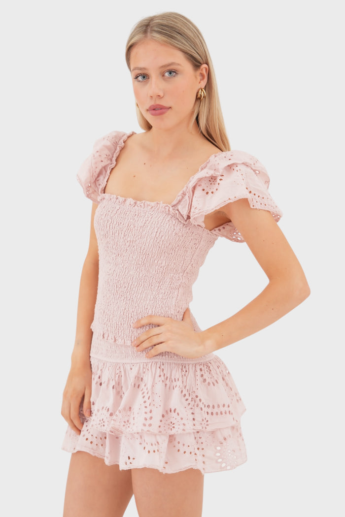 "Daydream" ruffle top pink