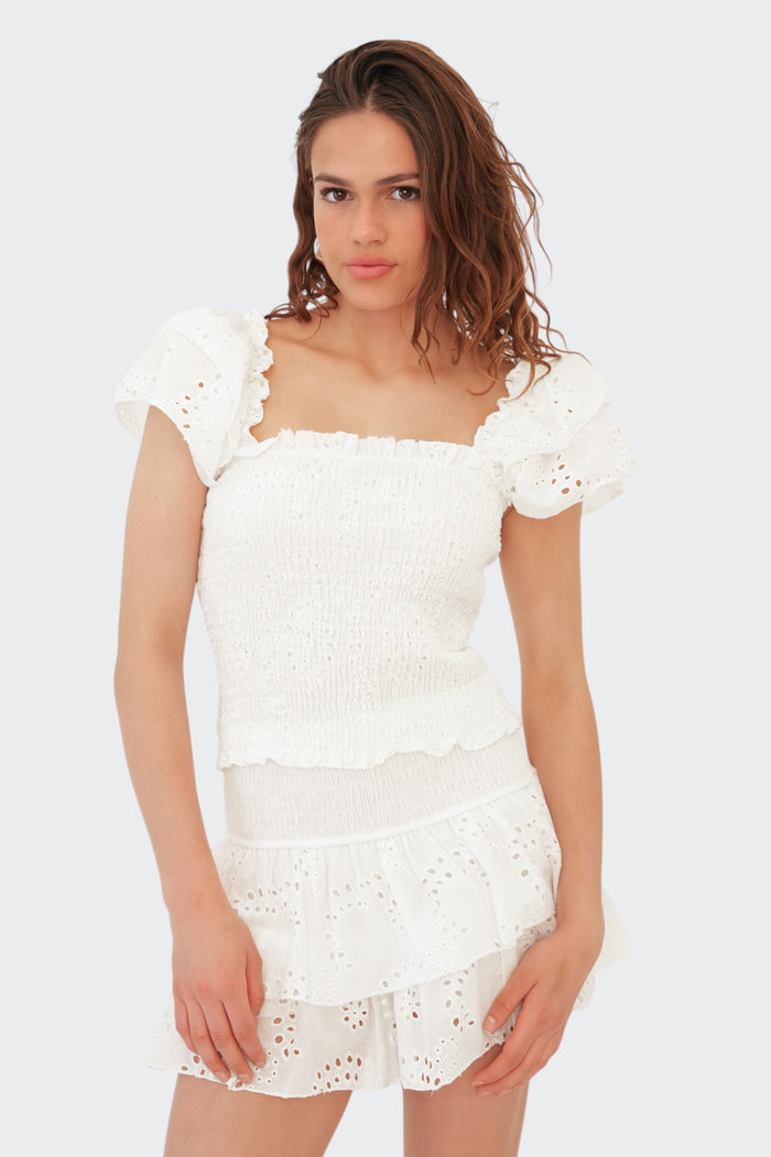 "Daydream" ruffle top white