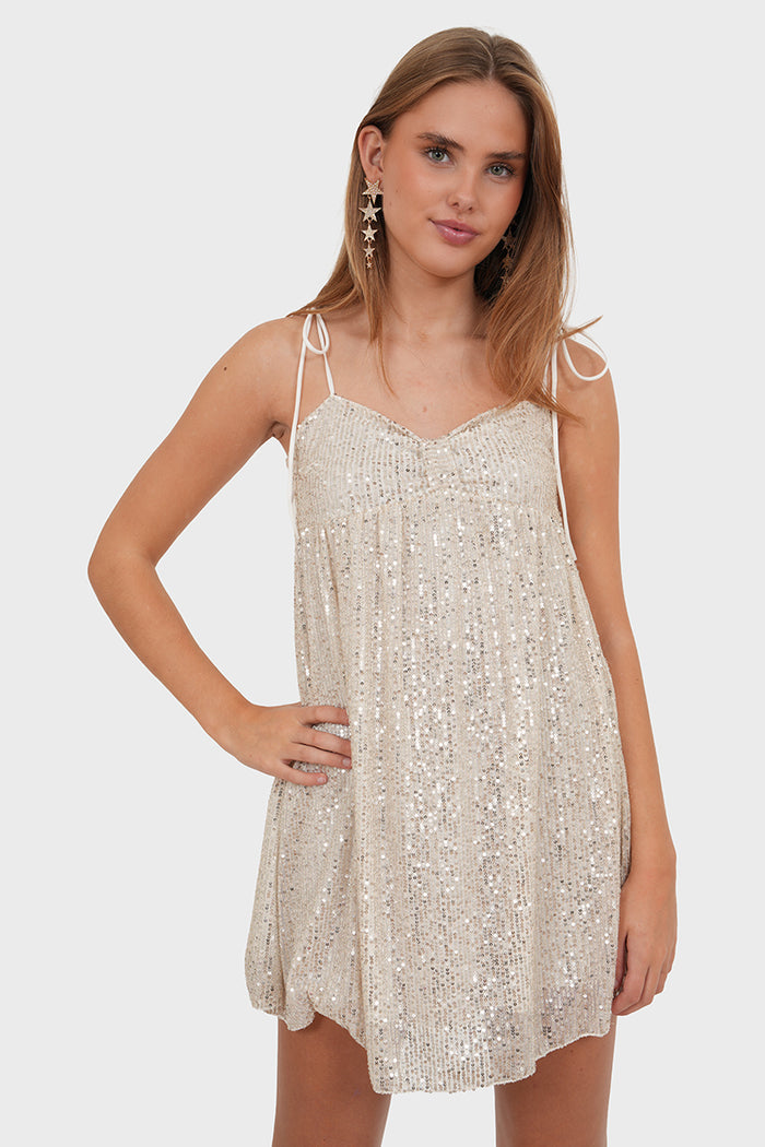 "Dazzle" dress champagne