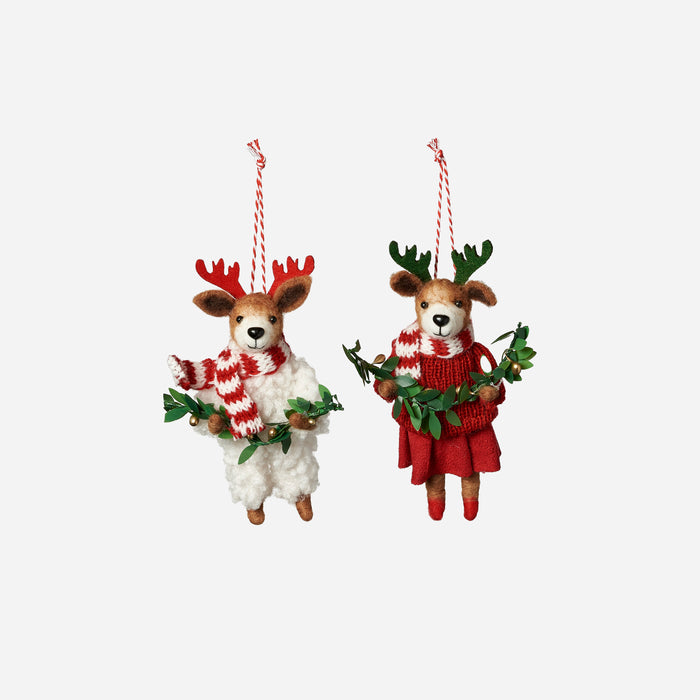 Deer Ornament, Set of 8, 2 Assorted
