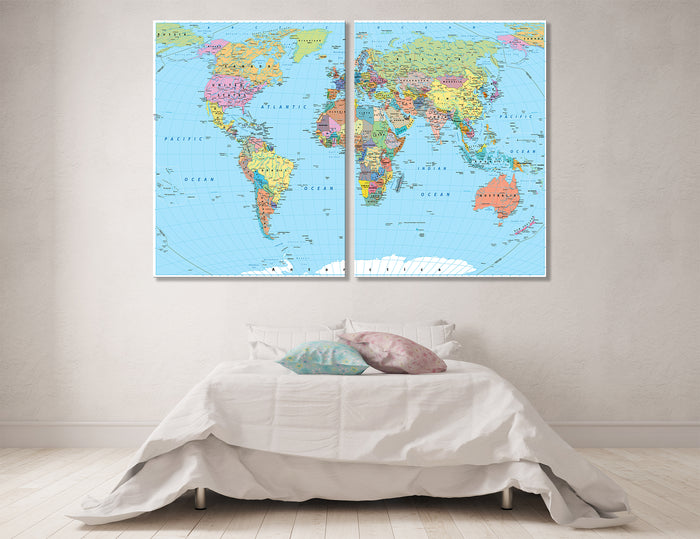 Detailed World Map Canvas Print #5001