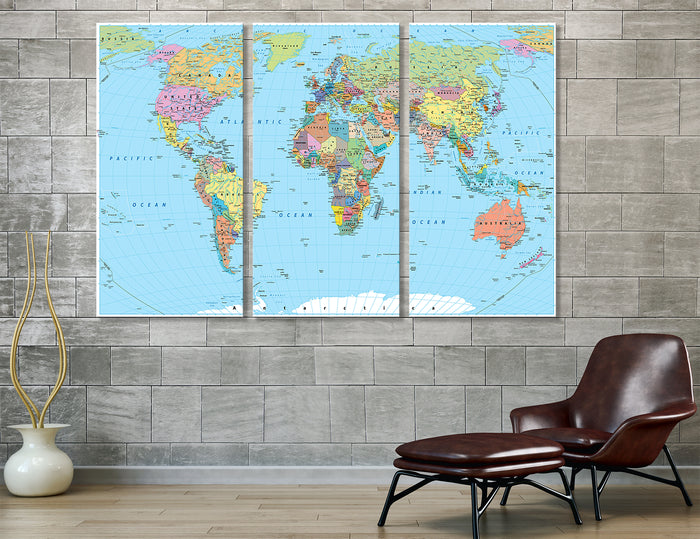 Detailed World Map Canvas Print #5001