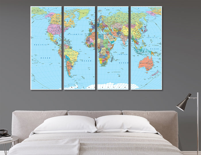 Detailed World Map Canvas Print #5001