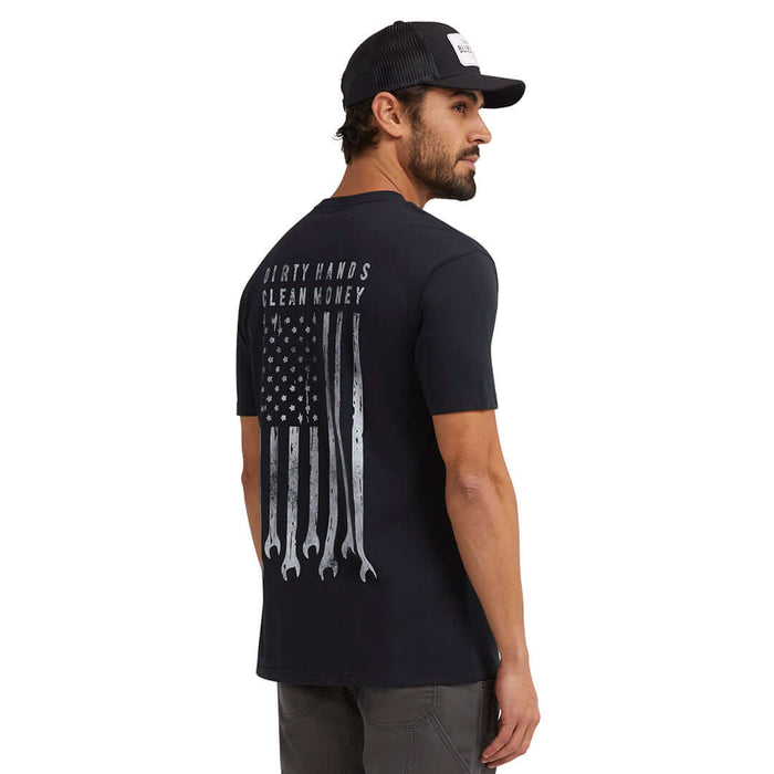 Troll Co. DHCM Flagship tee in black, alternate view of the print