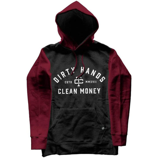 Troll Co. DHCM two tone hoodie in charcoal and burgundy