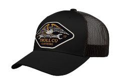 Troll Co. DHCM Wing Spanner curved bill snapback hat in black