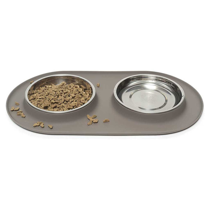 Double Silicone Feeder with Stainless Saucer Shaped Bowl
