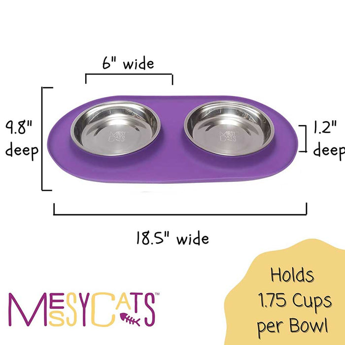 Double Silicone Feeder with Stainless Saucer Shaped Bowl dimensions