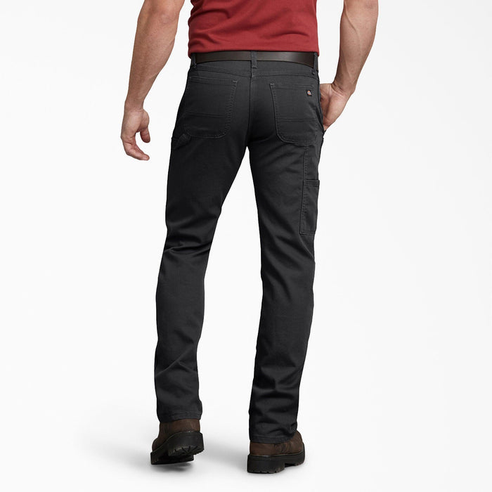 Back view of the Dickies black duck carpenter pant showing the back pockets