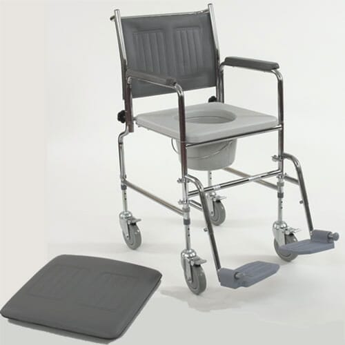 Drop Arm Height Adjustable Wheeled Commode