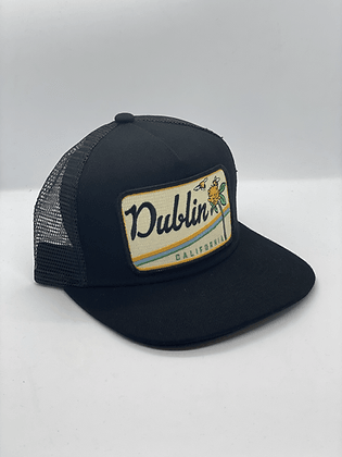 Bartbridge Dublin CA pocket hat, alternate view of the embroidered patch and brim
