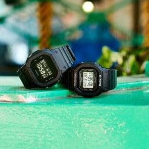 G-Shock DW5600 black digital watch, alternate view of the case and buttons