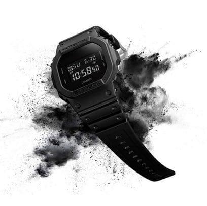 G-Shock DW5600 series watch in black, additional view of the digital display