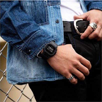 G-Shock DW5600 shock resistant digital watch in black, further product view