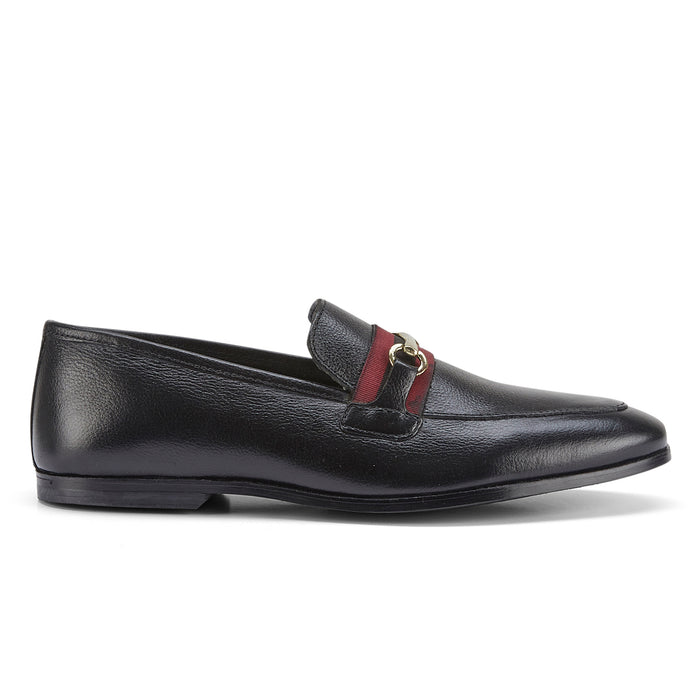 Edmonton Leather Metal Trim Loafers - Black