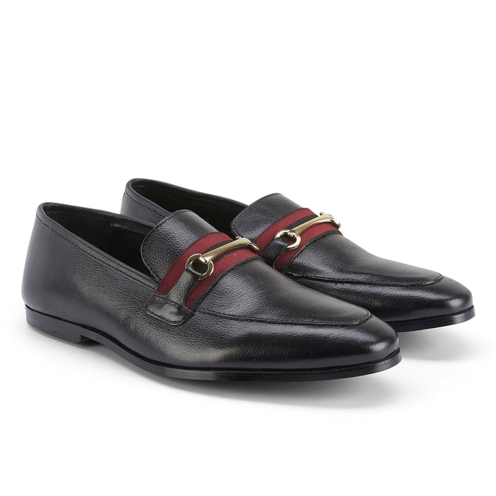 Edmonton Leather Metal Trim Loafers - Black