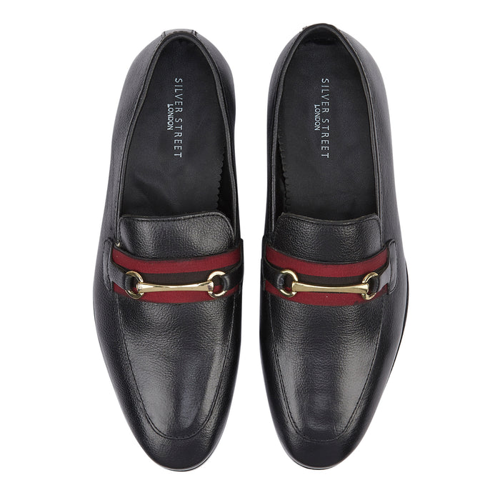 Edmonton Leather Metal Trim Loafers - Black