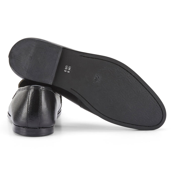 Edmonton Leather Metal Trim Loafers - Black
