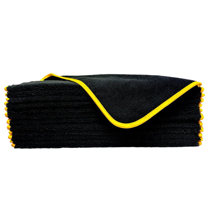 Purpose-Built Detail elite drying towel, 380 GSM, 16 by 24 inch, in black and gold