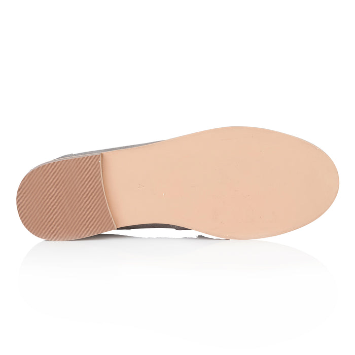 Ellie Suede Leather Slip On Deck Shoes - Grey