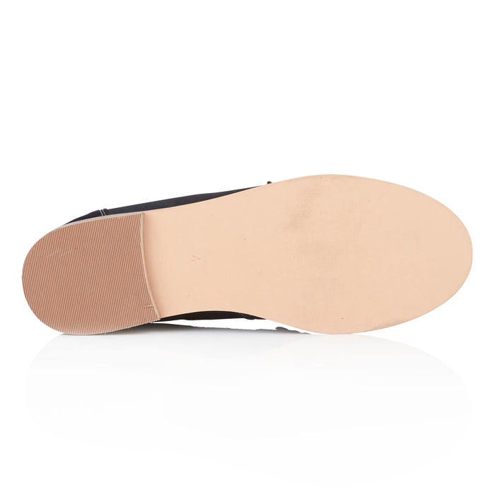 Ellie Suede Leather Slip On Deck Shoes - Navy