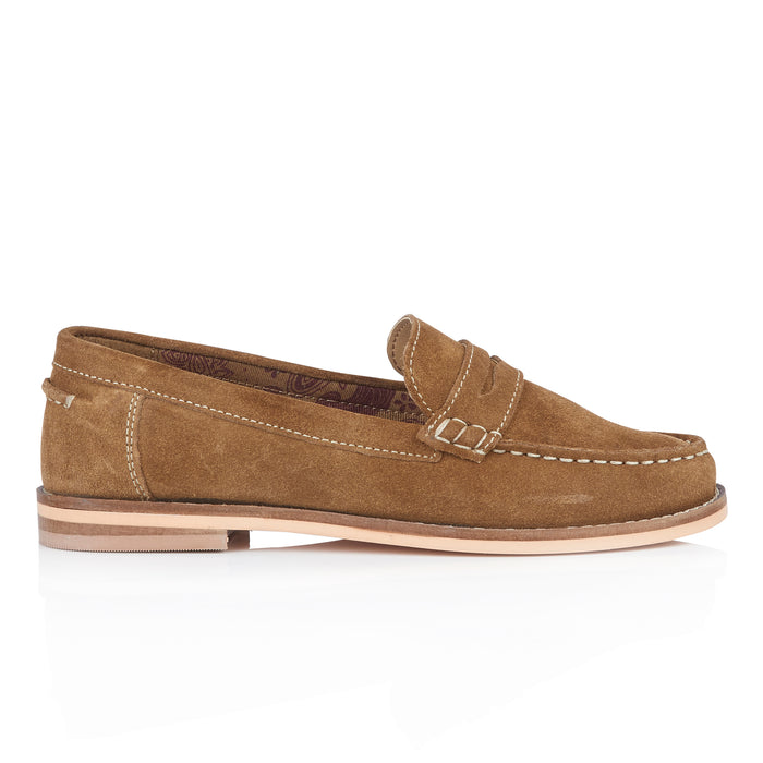 Ellie Suede Leather Slip On Deck Shoes - Tan