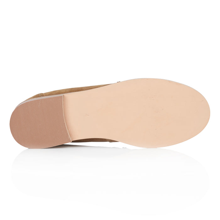 Ellie Suede Leather Slip On Deck Shoes - Tan
