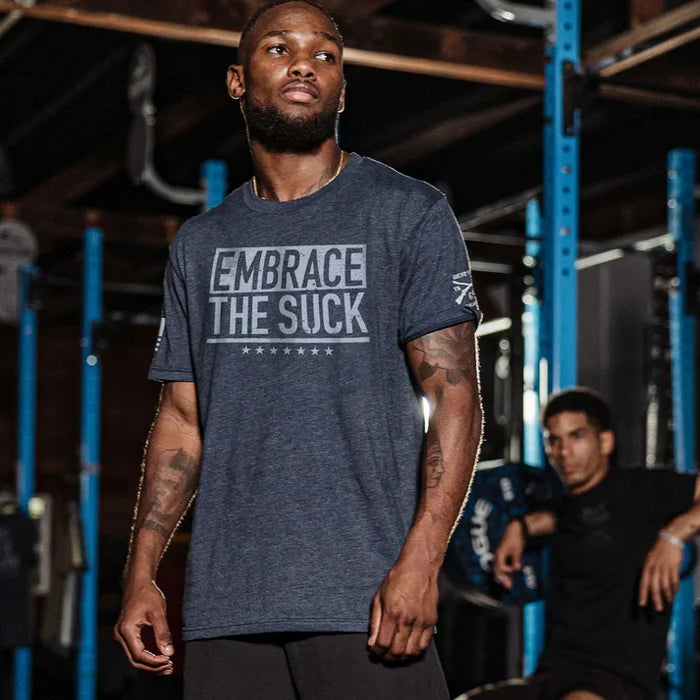 Grunt Style Embrace The Suck t-shirt in midnight navy, additional model image