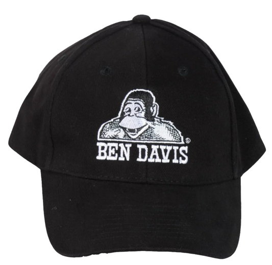 Ben Davis baseball cap in black with white embroidered logo on the front panel