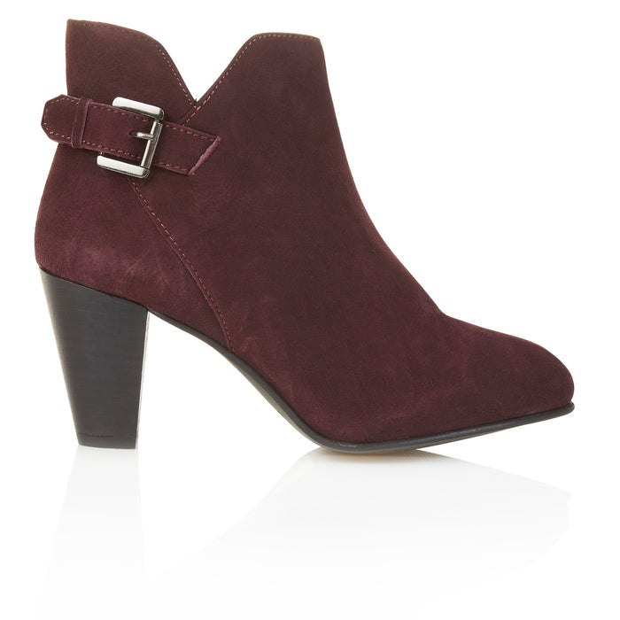 Emma Suede Leather Heels - Burgundy