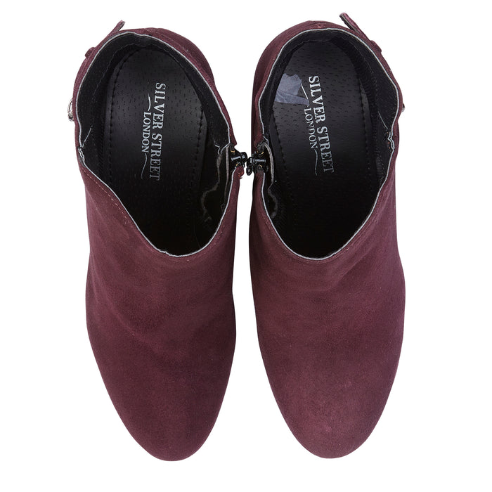 Emma Suede Leather Heels - Burgundy