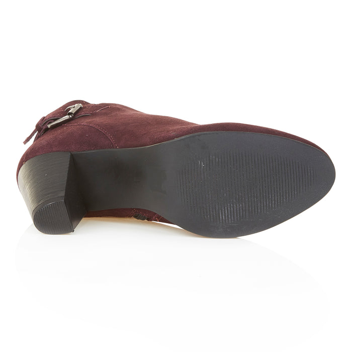 Emma Suede Leather Heels - Burgundy