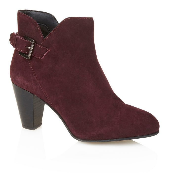 Emma Suede Leather Heels - Burgundy