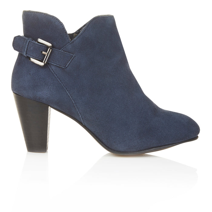 Emma Suede Leather Heels - Navy