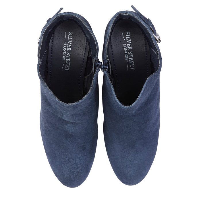 Emma Suede Leather Heels - Navy