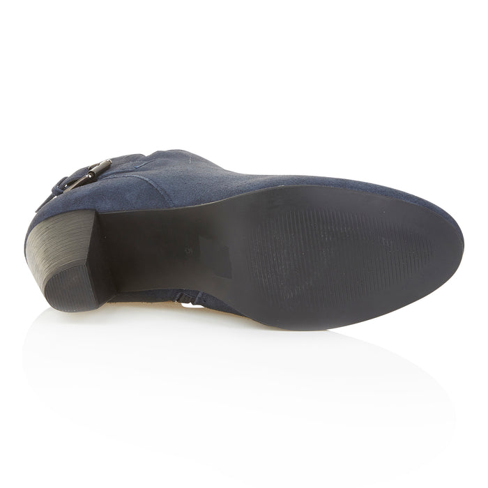Emma Suede Leather Heels - Navy
