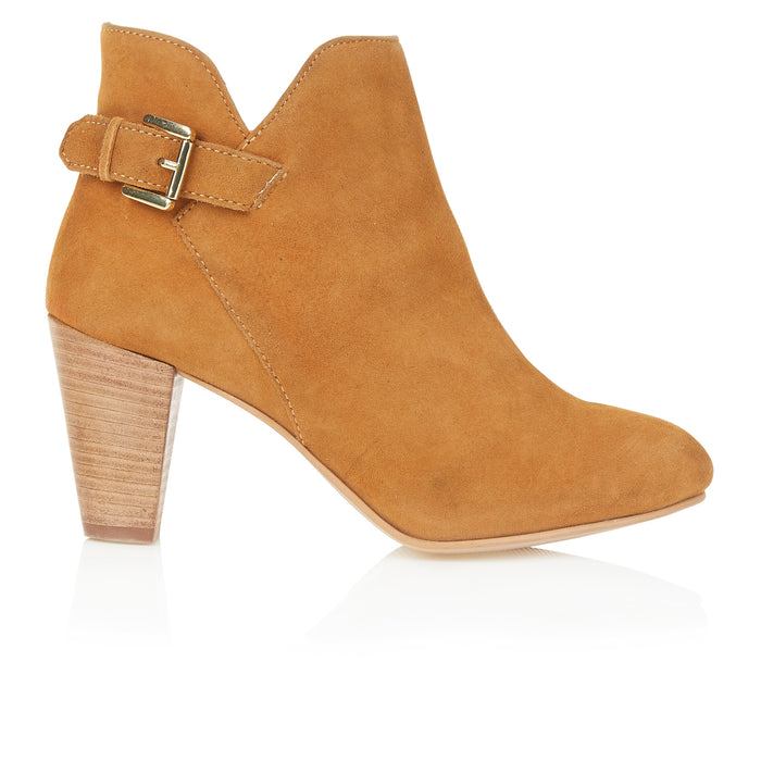 Emma Suede Leather Heels - Tan