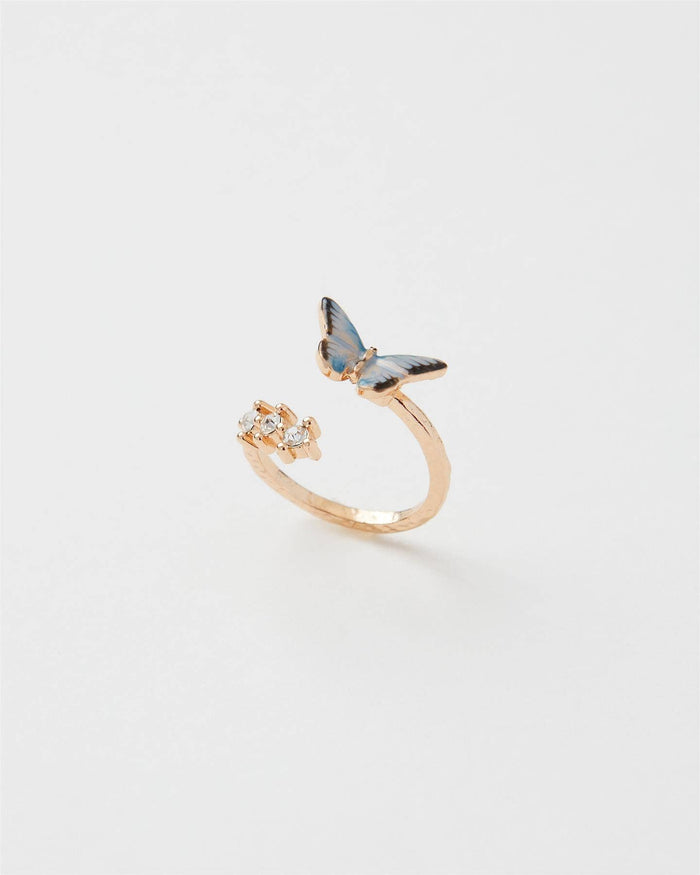 Enamel Blue Butterfly Ring
