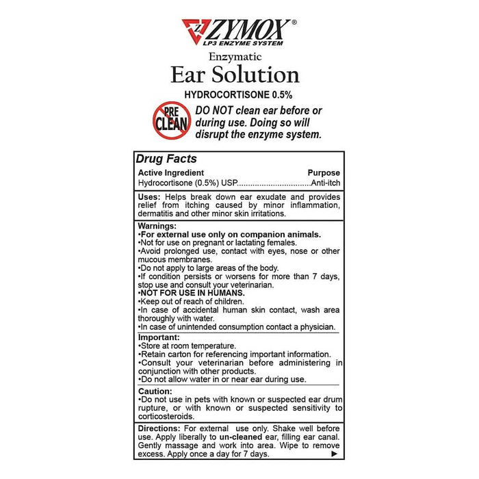 Enzymatic Ear Solution 1.25oz drug facts.